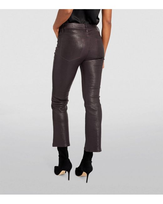 FRAME Gray Leather Le Crop Mini Boot Trousers
