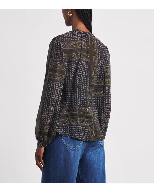 Veronica Beard Gray Silk Ashlynn Blouse