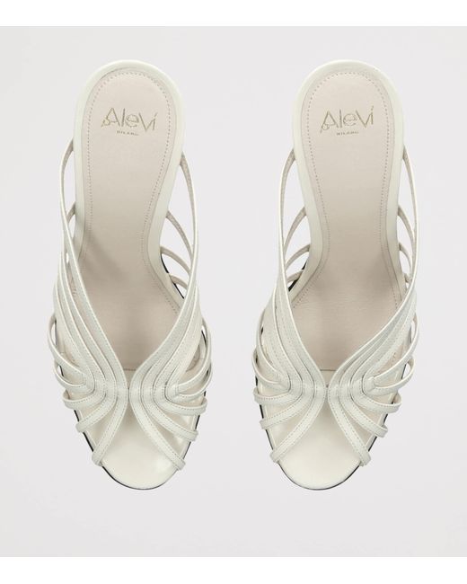 ALEVI White Patent Leather Diana Heeled Sandals 95