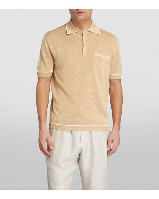 Agnona Natural Linen-silk Polo Shirt for men