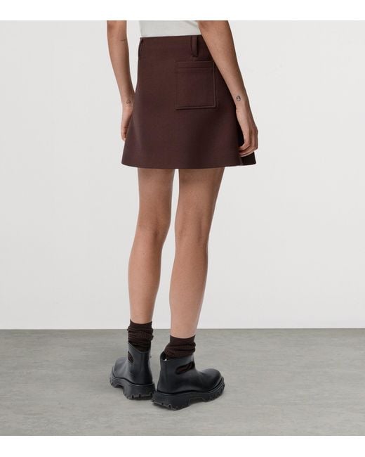 Loewe Brown Wool-Silk Pleated Mini Skirt
