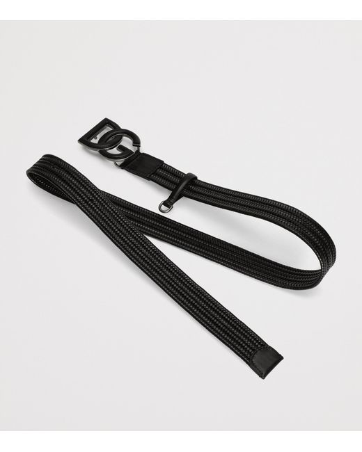 Dolce & Gabbana Black Leather Woven Belt for men
