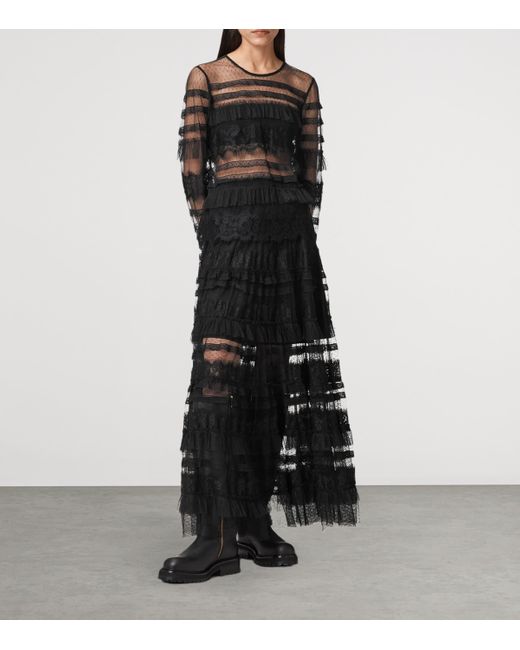 AllSaints Black Tulle Arlea Skirt