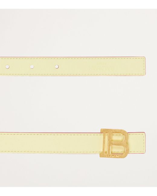 Balmain Pink Leather Reversible B-belt