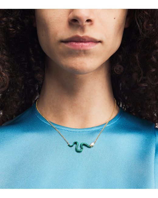 L'Atelier Nawbar Green Large, Diamond And Malachite N*93 Boa Necklace