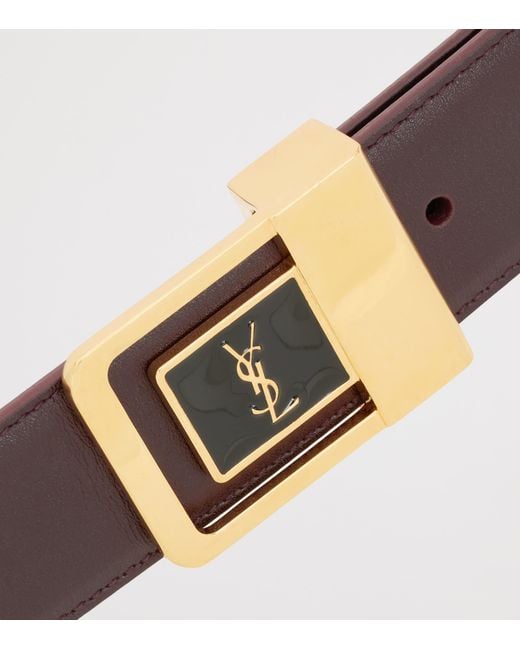 Saint Laurent Brown Leather Logo Belt