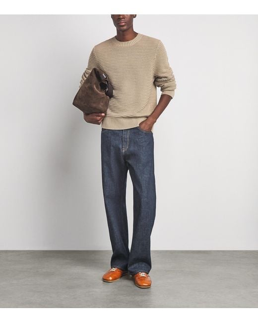 Vince Natural Cotton-Cashmere Waffle Knit Sweater for men