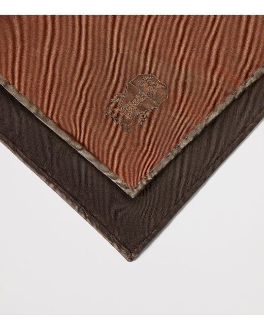 Brunello Cucinelli Brown Silk Pocket Square for men