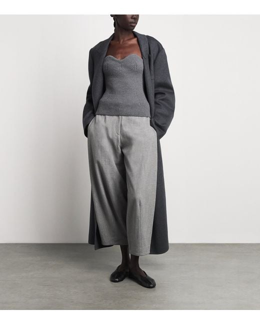 Jil Sander Gray Wool-Blend Bustier Top