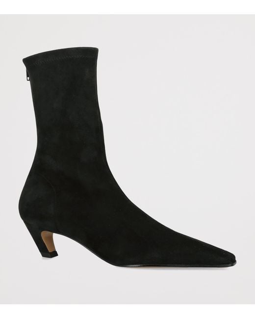 Khaite Black Suede Arizona Ankle Boots 40