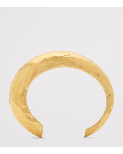 Saint Laurent Metallic Hammered Open Cuff Bracelet
