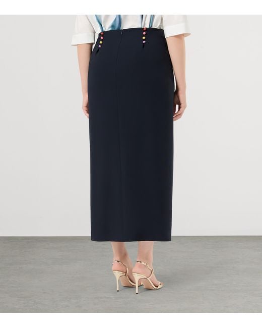 Marina Rinaldi Blue Embellished Midi Skirt
