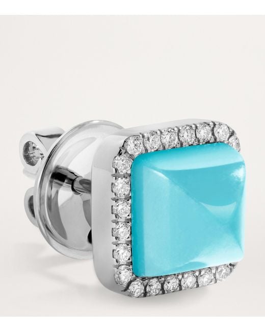 Marli New York Blue Diamond And Chalcedony Cleo Pyramid Earrings