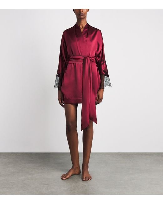 Carine Gilson Red Silk Short Hanae Robe