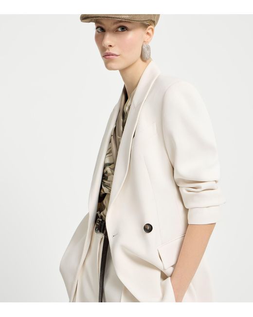 Brunello Cucinelli White Comfort Viscose Couture Twill Blazer