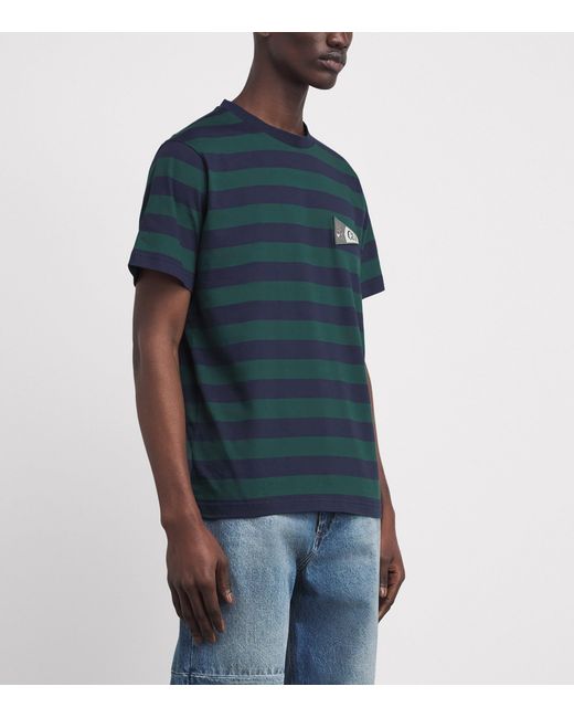 Emporio Armani Blue Cotton Stripe T-Shirt for men