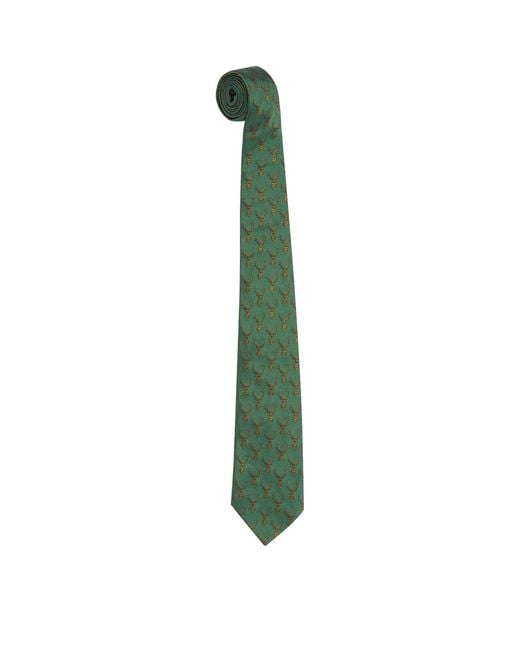 James Purdey & Sons Green Silk Stags Gaze Tie for men