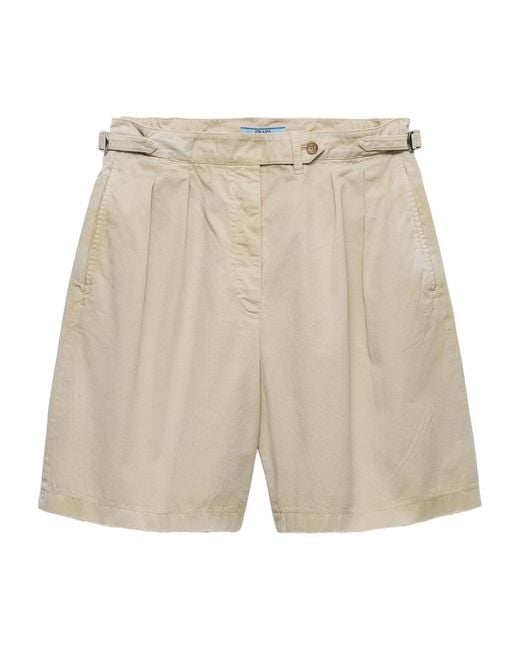 Prada Natural Cotton Gabardine Shorts