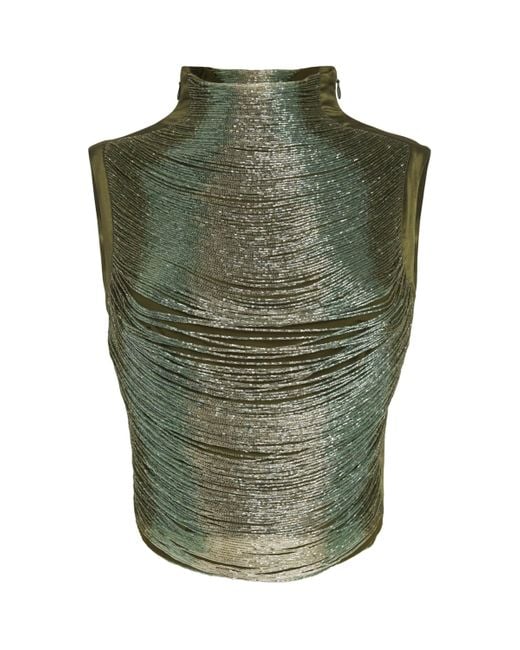 Cult Gaia Green Beaded Taraji Blouse