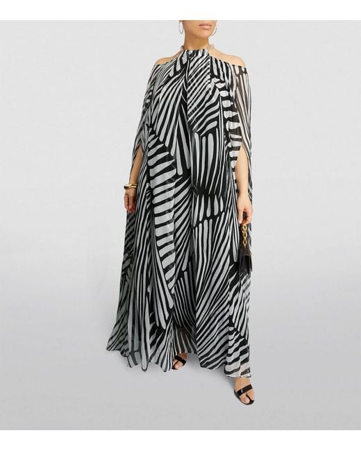 Marina Rinaldi Black Silk Patterned Maxi Dress