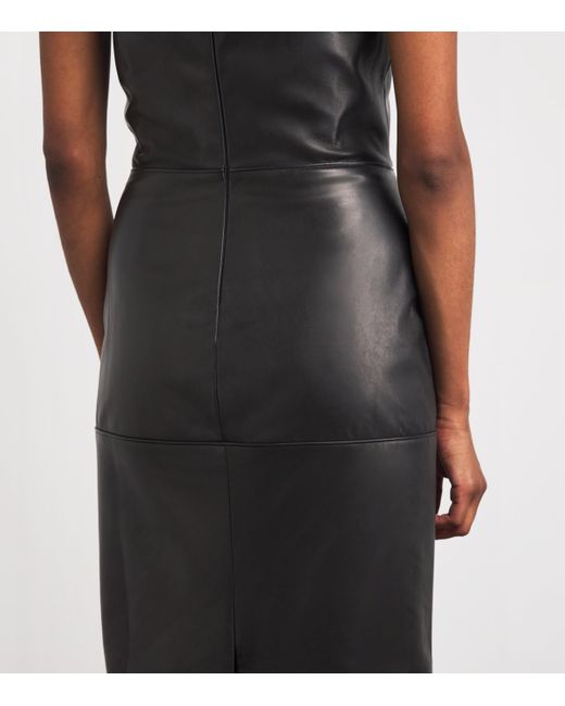 Nensi Dojaka Black Leather Bustier Midi Dress