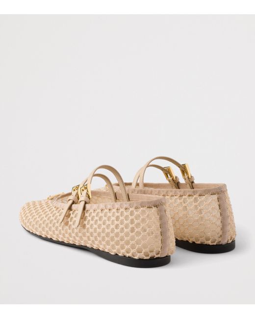 Prada Natural Mesh Triangle Ballet Flats