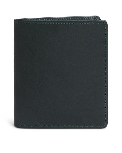 Swaine Black Leather Compact Bifold Wallet for men