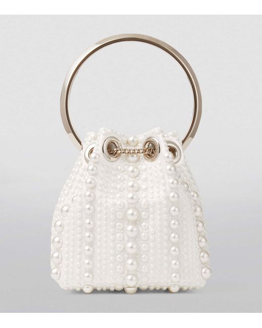 Jimmy Choo White Micro Bon Bon Top-Handle Bag