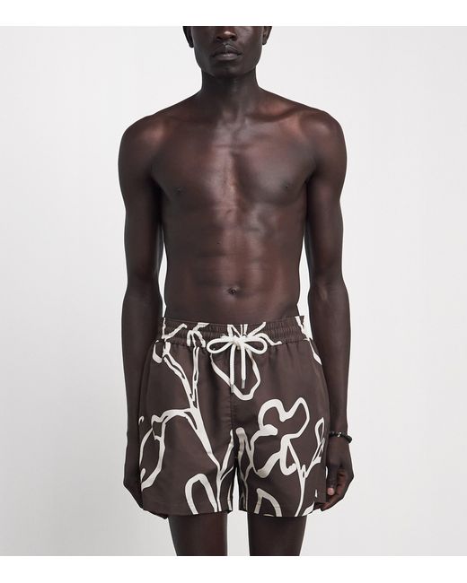 Frescobol Carioca Brown Printed Rio Swim Shorts for men