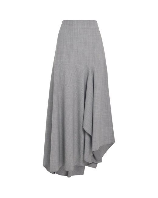 Fabiana Filippi Gray Wool-Blend Asymmetric Midi Skirt