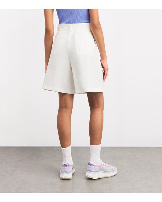 Weekend by Maxmara White Cotton-Linen Shorts