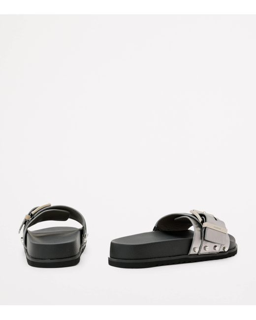 AllSaints White Leather Ellie Stud Slides