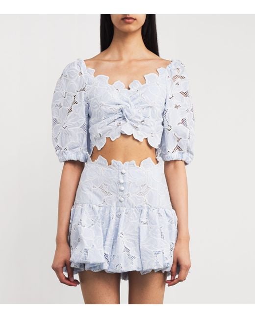 Sandro Blue Broderie Anglaise Crop Top