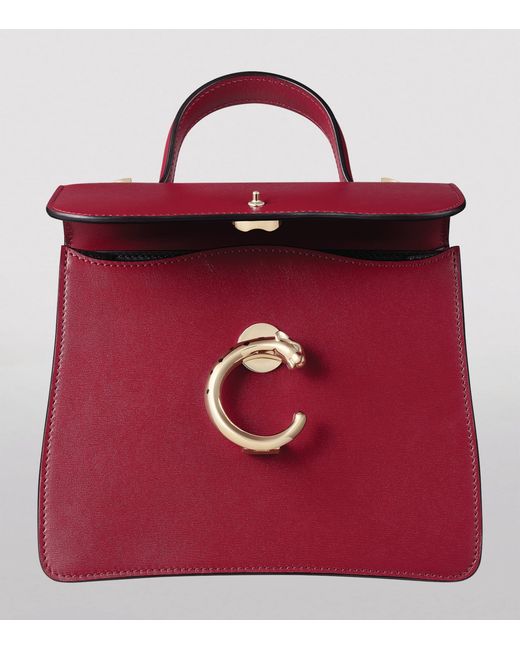 Cartier Red Leather Mini Panthère De Top-Handle Bag