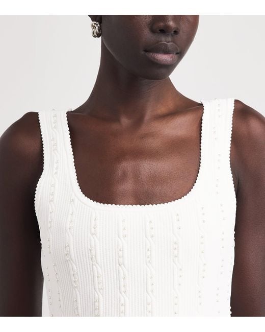 Sandro White Beaded Knit Mini Dress