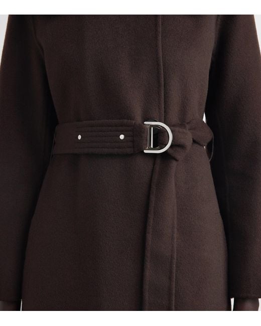 Maje Black Wool-Blend Faux Fur-Collar Coat