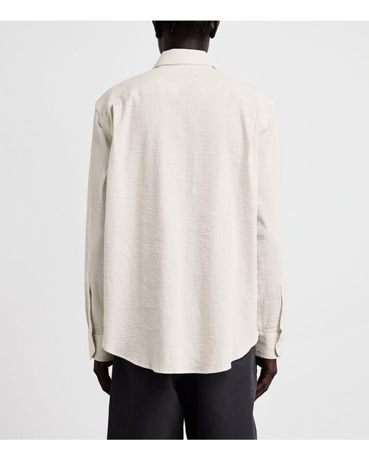 Studio Nicholson White Cotton-Linen Seersucker Stripe Shirt for men