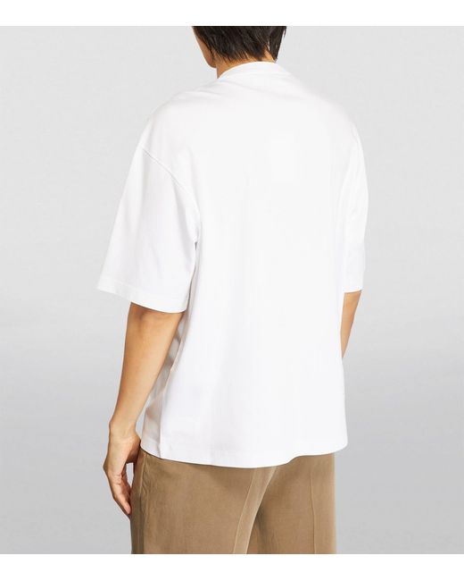 Lanvin White Embroidered Artwork T-shirt for men