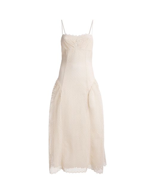 Ulla Johnson White Cotton Eyelet Isotta Midi Dress