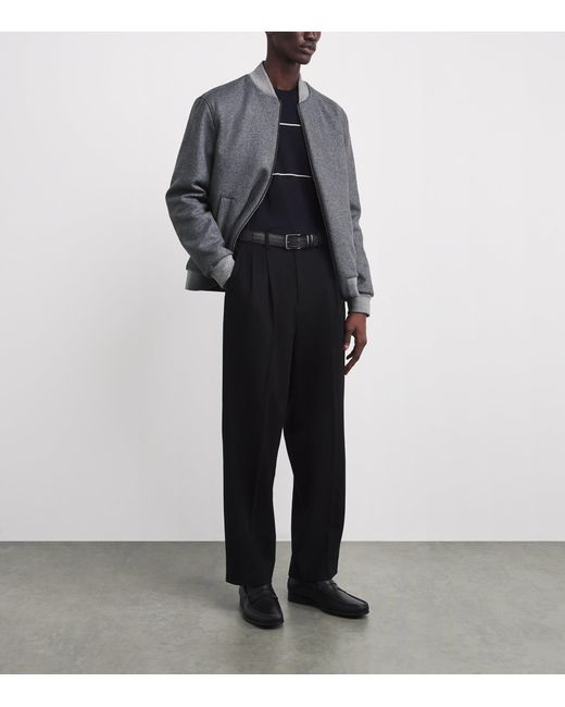 Herno Gray Wool-Blend Felt Bomber Jacket for men