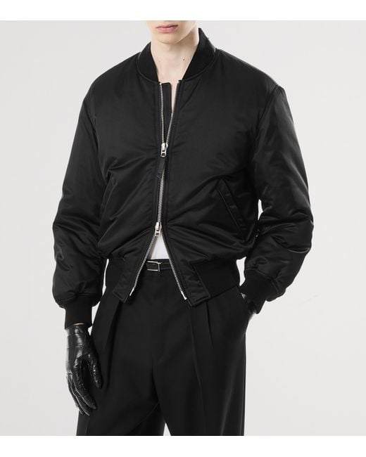 Tom Ford Black Silk Satin Bomber Jacket for men