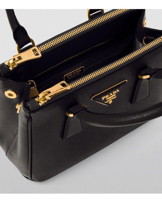 Prada Black Mini Leather Galleria Top-Handle Bag
