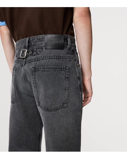 Loewe Blue Buckle-Strap Straight Jeans for men