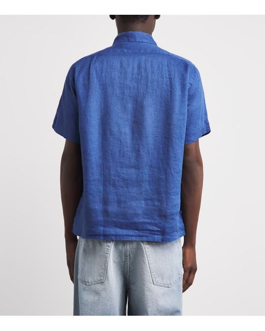 Polo Ralph Lauren Blue Linen Short-Sleeve Classic-Fit Shirt for men