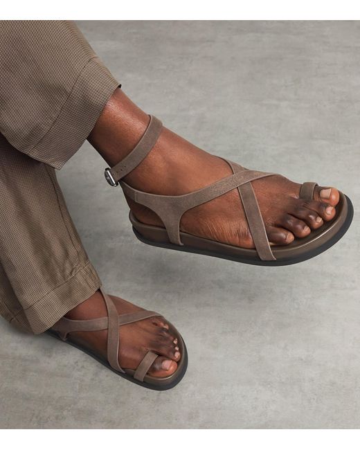 A.Emery Brown Leather Jalen Slim Sandals