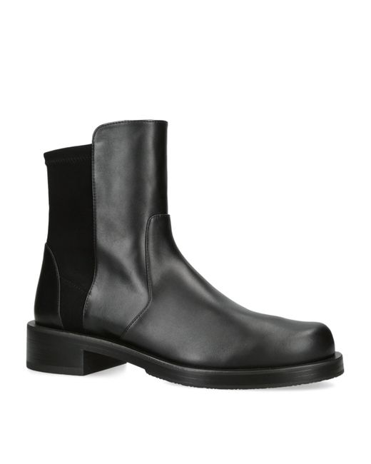 Stuart Weitzman Black Leather 5050 Bold Ankle Boots 40