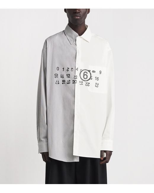MM6 by Maison Margiela White Oversized Stripe Numeric Shirt for men