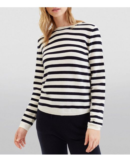 Chinti & Parker Black Wool-cashmere Striped Elbow-patch Sweater