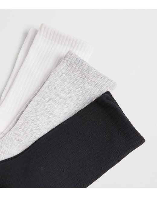 Skims White Cotton-Blend Logo Ribbed Crew Socks