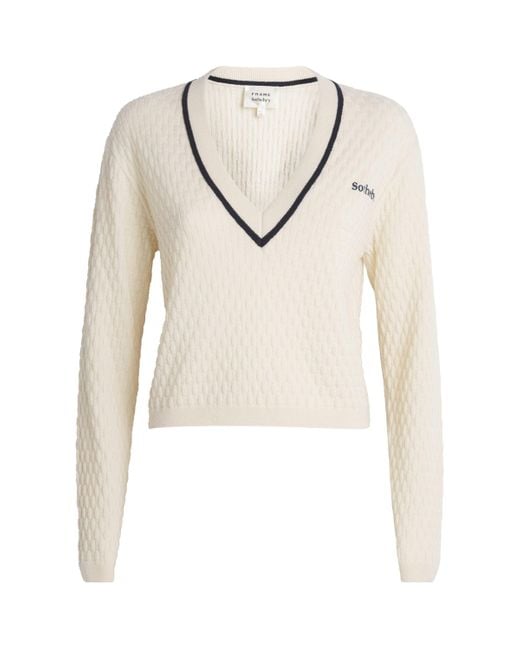 FRAME Natural X Sotheby's Cashmere V-Neck Sweater
